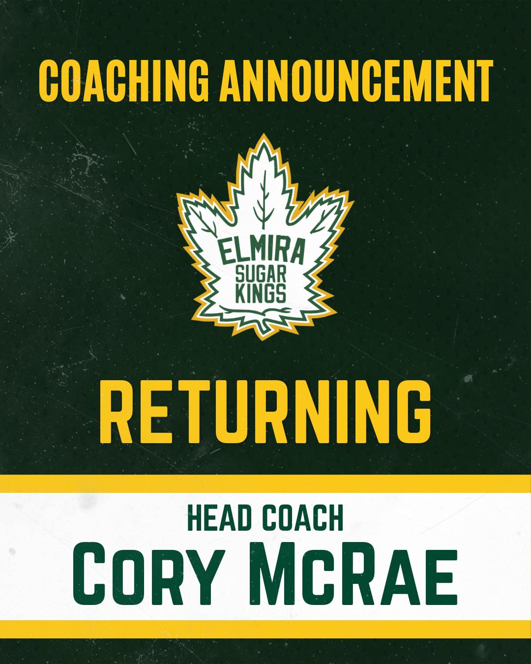 Welcome Back, Coach Cory!

#elmirasugarkings #gohl #proudtobeaking