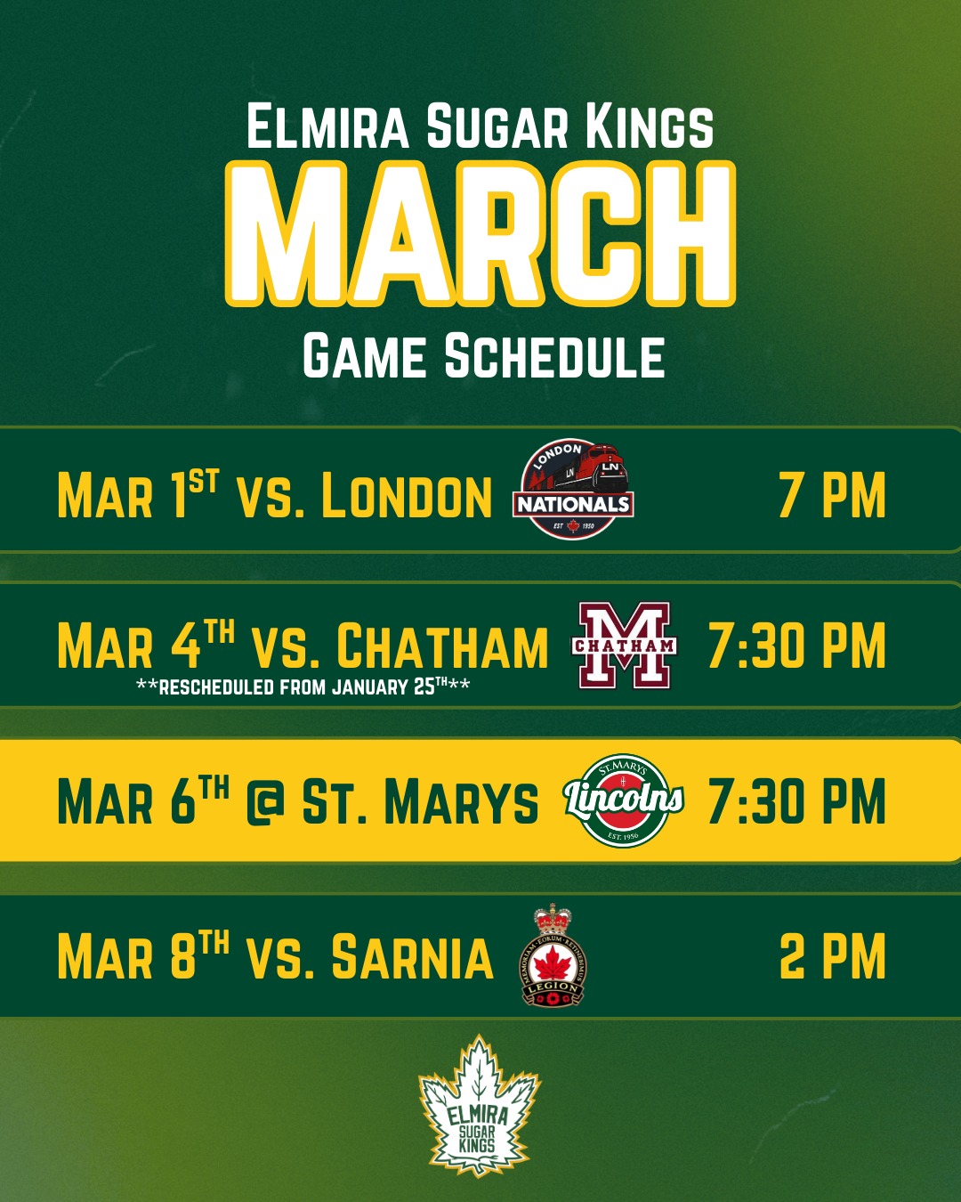 MARCH HOCKEY!! Only 4 more games of the regular season left!