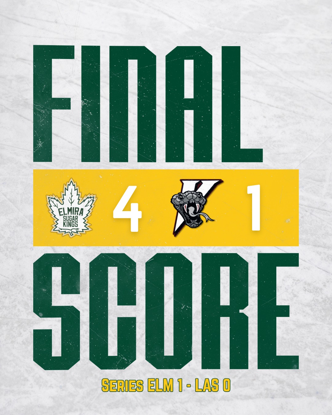 SUGAR KINGS WIN GAME 1!! See you at the Snyder at 7 PM for #sugarkingssundays!

#elmirasugarkings #proudtobeaking #gohl #oneteamonegoal