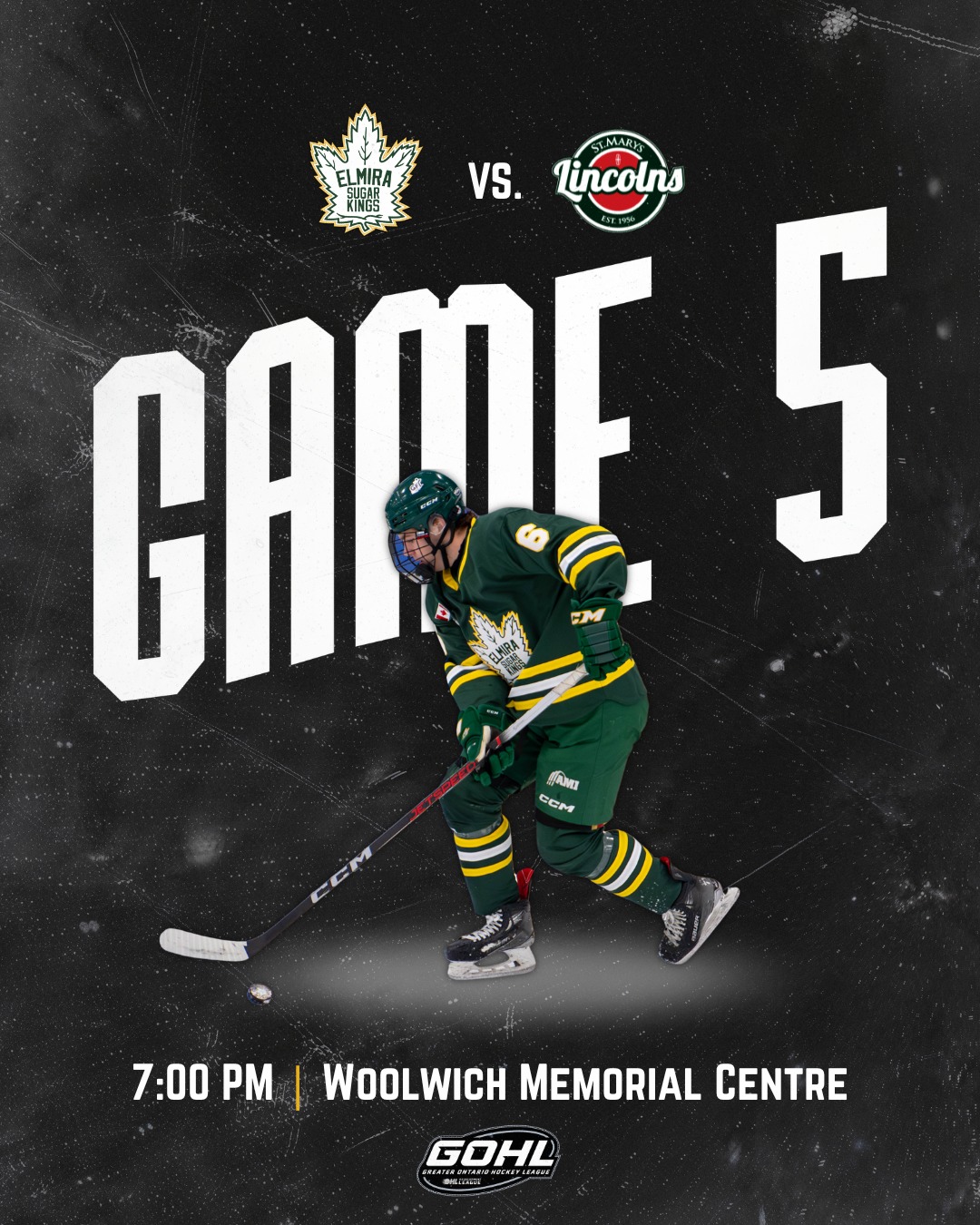 GAME 5 TONIGHT!! 🚨🚨 See you tonight as we face off against the @stmlincolns at home!

Can't make the game? Watch on @flohockey 

#elmirasugarkings #gohl #proudtobeaking