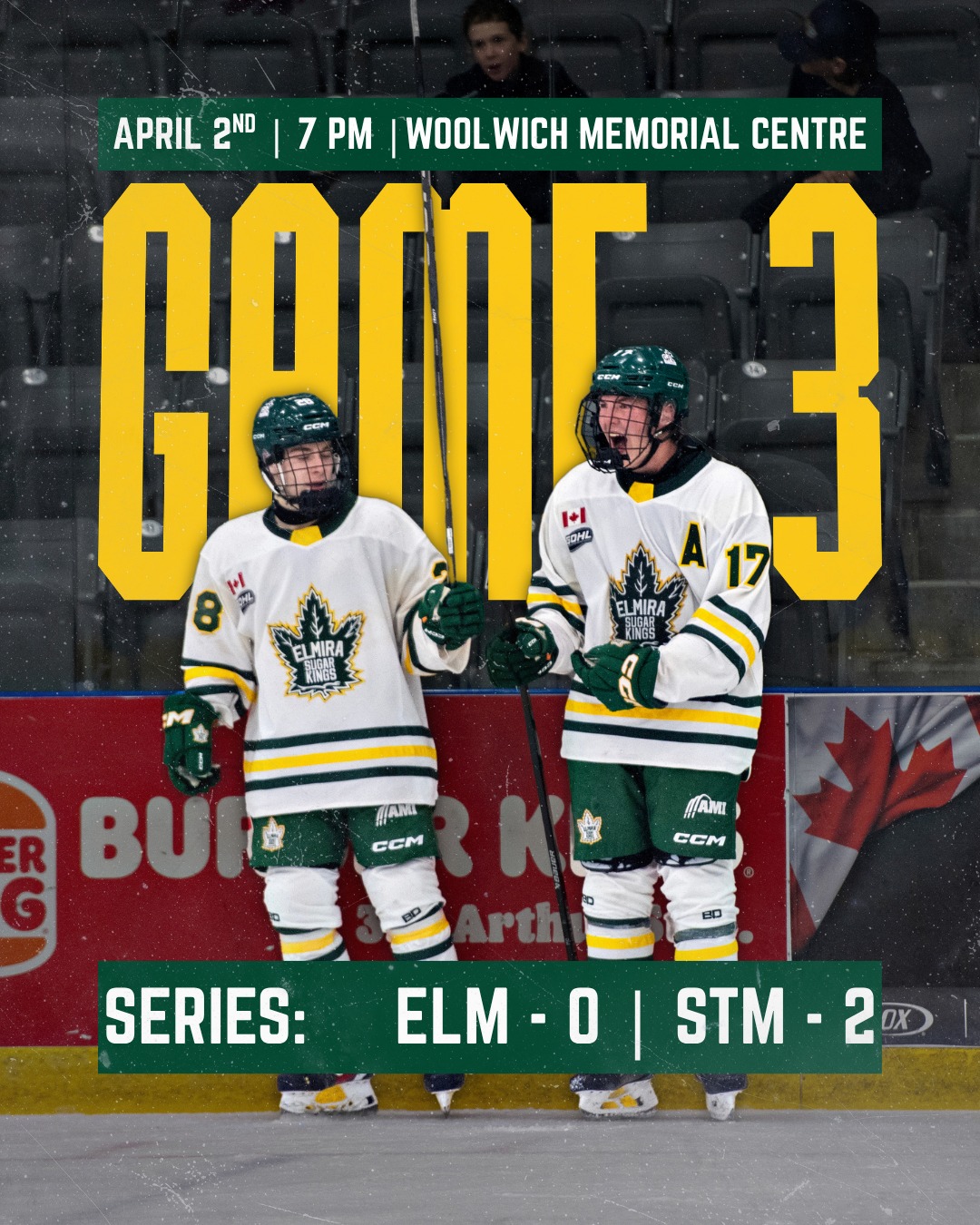 IT'S GAME DAY!! 🚨🚨 We face off against @stmlincolns tonight at 7 PM at home. 

Can't make the game? Watch on @flohockey 

#elmirasugarkings #gohl #proudtobeaking