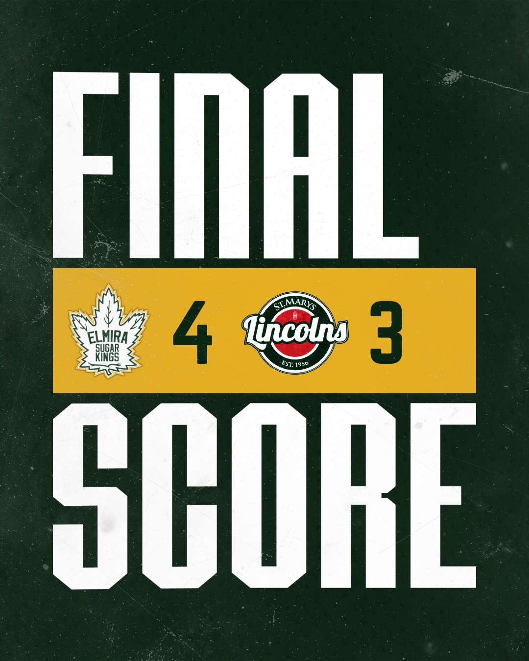It's not over yet 🙂‍↕️ ESK OT WIN! 

See you tomorrow night at 7 PM at the Snyder!

#elmirasugarkings #gohl #proudtobeaking #oneteamonegoal