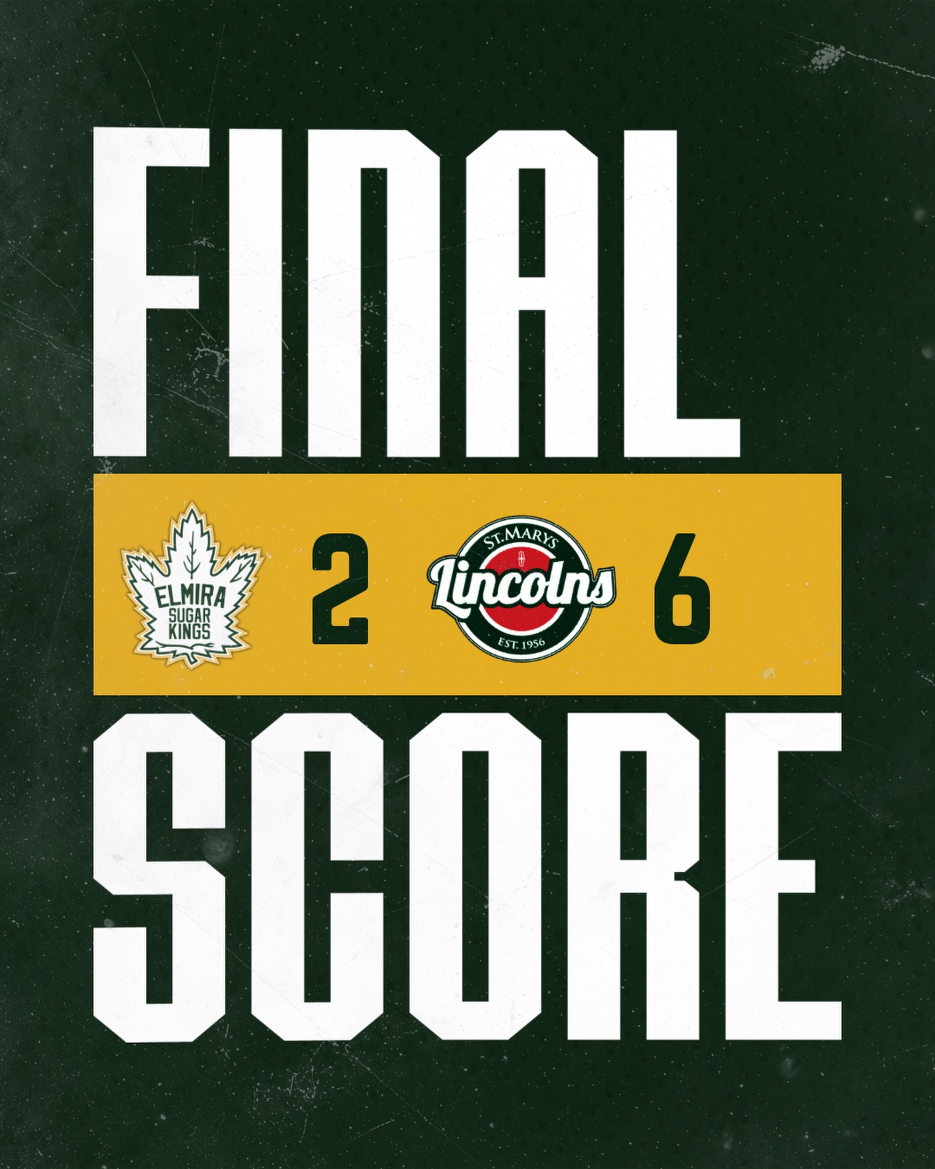 Final Score ELM 2 STM 6.
Not how we wanted it to end, but what an amazing season 💚💛

#elmirasugarkings #gohl #proudtobeaking