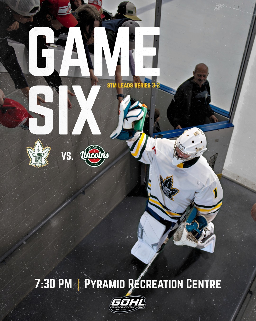 GAME SIX IS TONIGHT!! 🚨🚨 7:30 PM at the PRC vs. the @stmlincolns 

Can't make the game? Watch on @flohockey 

#elmirasugarkings #gohl #proudtobeaking #oneteamonegoal
