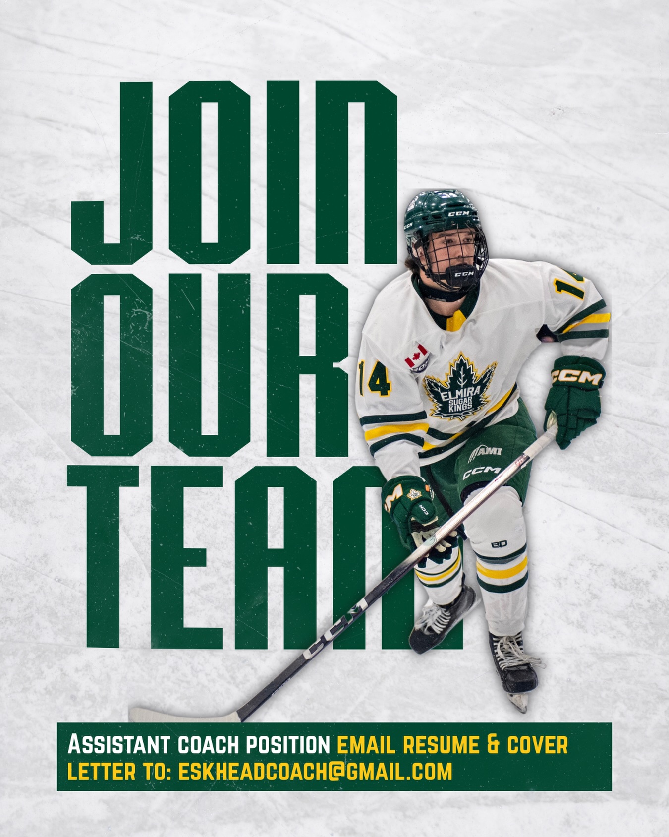 JOIN OUR TEAM!! 🚨🚨 We are looking for another Assistant Coach for the 2026-27 season. If you are interested in joining our organization send your resume and cover letter to eskheadcoach@gmail.com to apply! 

#elmirasugarkings #gohl #proudtobeaking #hockeyjobs