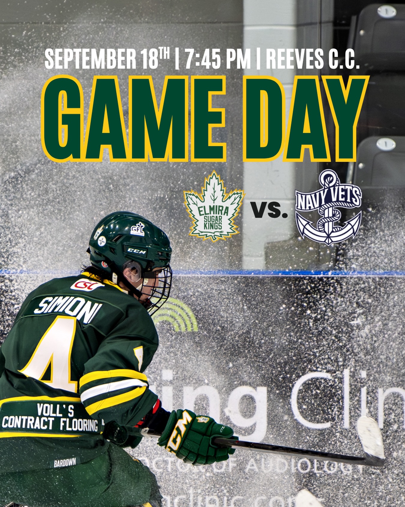 IT’S GAME DAY!! 🚨🚨

Tonight the Kings face off against the @woodstocknavyvets at 7:45 PM!

📺 Can’t make the game? Watch on @flohockey 

#elmirasugarkings #gohl #proudtobeaking